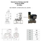 Mágnesszelep Mecatic NC 220V AC 1/2" EPDM INOX