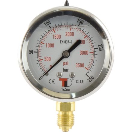 Trale Nyomásmérő óra 1/4"M alsó csatlakozással, 63mm, 10bar